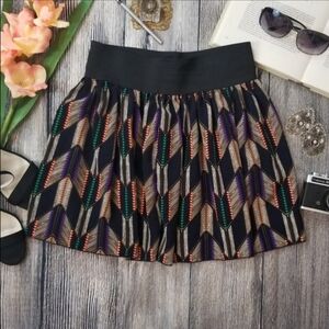 Banana Lemon Arrow Print Pleated Mini Skirt